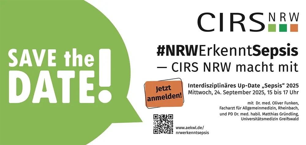 save-the-date_sepsis.webp Anmeldung zum Interdisziplinären Up-Date "Sepsis" 2025 am Mittwoch, 24. September 2025, 15 bis 17 Uhr